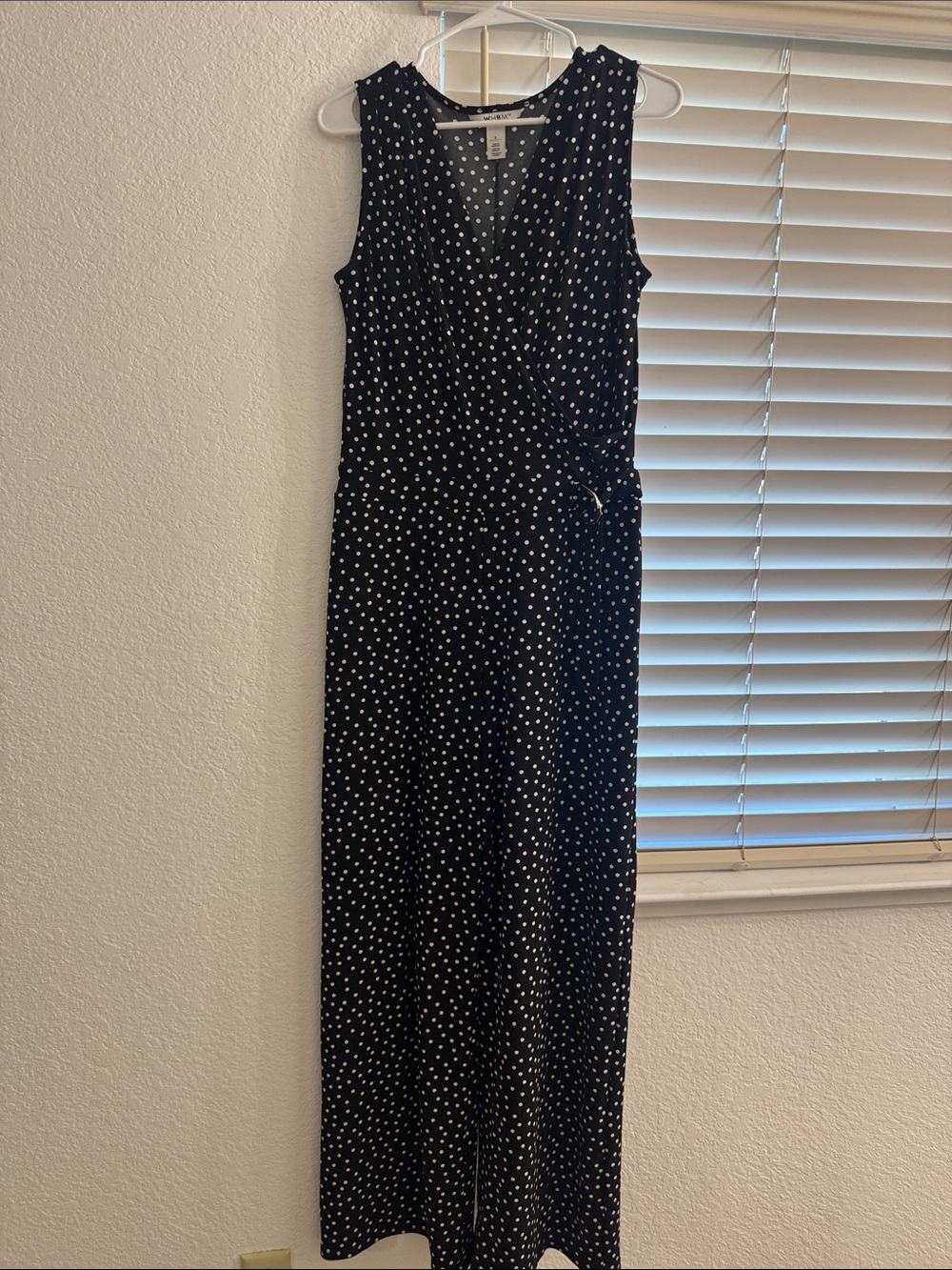 White House Black Market Black Polka Dot Sleeveless Wrap Maxi Dress